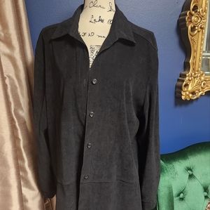Faux suede long sleeve shirt